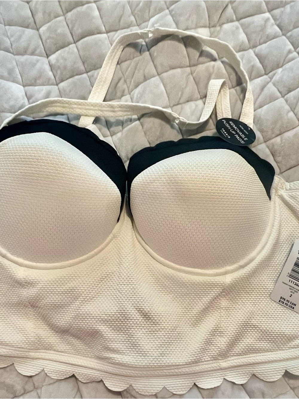 Torrid Swim | Torrid Black & White Longline Bikini Top | Size 2